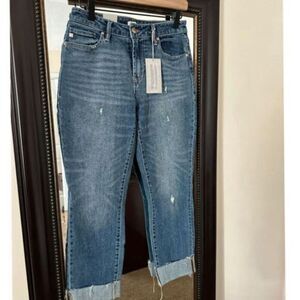 Dear John‎ Cuffed Denim Capri Jeans Women’s Size 26 Blue Distressed Raw Hem
